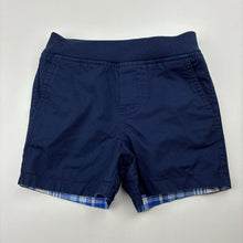 Load image into Gallery viewer, Boys Ralph Lauren, reversible navy/check shorts, elasticated, light mark on check side, FUC, size 6 months,  