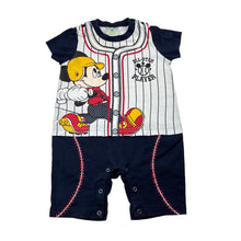 Load image into Gallery viewer, Boys Disney, Mickey Mouse cotton romper, baseball, FUC, size 00,  
