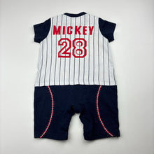 Load image into Gallery viewer, Boys Disney, Mickey Mouse cotton romper, baseball, FUC, size 00,  