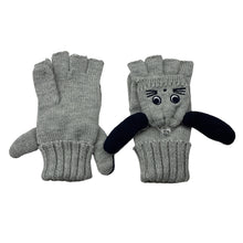Load image into Gallery viewer, Girls grey, knitted mittens / gloves, GUC, size 4-6,  