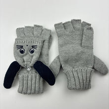 Load image into Gallery viewer, Girls grey, knitted mittens / gloves, GUC, size 4-6,  