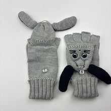 Load image into Gallery viewer, Girls grey, knitted mittens / gloves, GUC, size 4-6,  