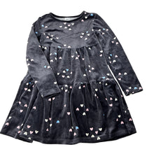 Load image into Gallery viewer, Girls Anko, velour long sleeve dress, hearts, GUC, size 7, L: 57cm
