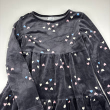 Load image into Gallery viewer, Girls Anko, velour long sleeve dress, hearts, GUC, size 7, L: 57cm