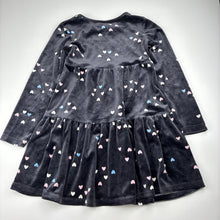 Load image into Gallery viewer, Girls Anko, velour long sleeve dress, hearts, GUC, size 7, L: 57cm