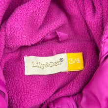 Load image into Gallery viewer, Girls Lily &amp; Dan, fleece lined puffer jacket / coat, L: 50cm, mark back left cuff, FUC, size 3-4,  
