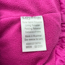 Load image into Gallery viewer, Girls Lily &amp; Dan, fleece lined puffer jacket / coat, L: 50cm, mark back left cuff, FUC, size 3-4,  
