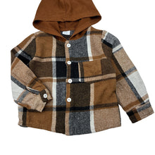 Load image into Gallery viewer, Boys checked, hooded long sleeve shirt, GUC, size 2-3,  