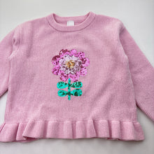 Load image into Gallery viewer, Girls Target, knitted sweater / jumper, sequin flower, EUC, size 4,  