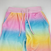 Load image into Gallery viewer, Girls Milkshake, pastel rainbow velour pants, elasticated, Inside leg: 38cm, EUC, size 3,  