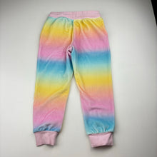 Load image into Gallery viewer, Girls Milkshake, pastel rainbow velour pants, elasticated, Inside leg: 38cm, EUC, size 3,  
