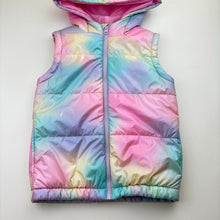 Load image into Gallery viewer, Girls Anko, pastel rainbow hooded puffer vest, EUC, size 5,  