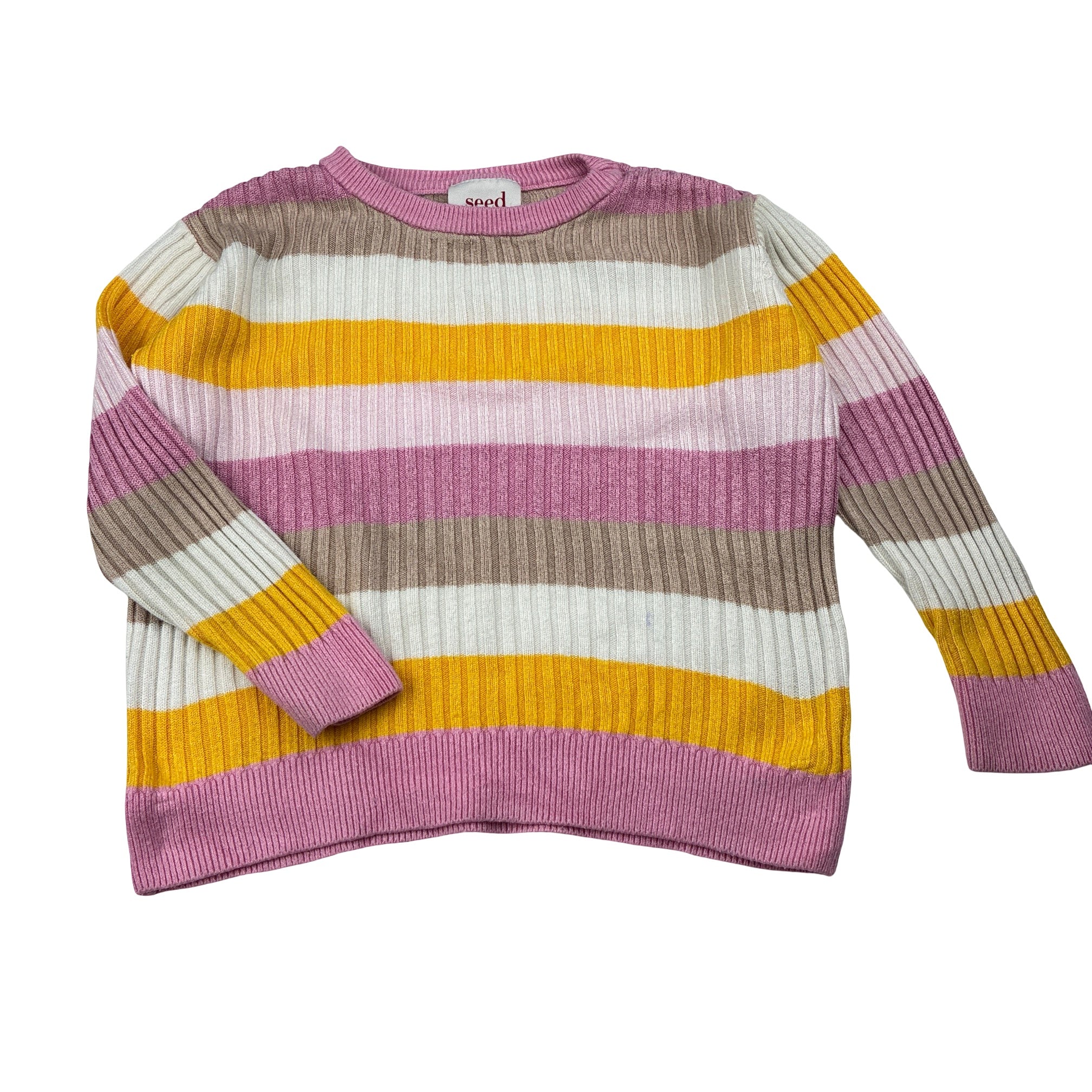 Seed, ribbed knit lightweight sweater / jumper, light mark on 