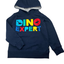 Load image into Gallery viewer, Boys Milkshake, navy fleece lined hoodie sweater, discolouration on back, FUC, size 6,  