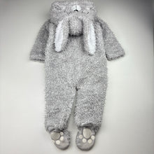 Load image into Gallery viewer, Unisex Baby Berry, fleece zip coverall / romper, discolouration on feet, FUC, size 0,  
