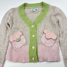 Load image into Gallery viewer, Girls Chino, wool blend knit cardigan, button missing on pocket, FUC, size 4,  