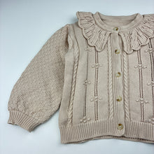 Load image into Gallery viewer, Girls cotton, knitted cardigan, marks right sleeve, FUC, size 3,  