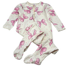 Load image into Gallery viewer, Girls Dymples, organic cotton zip coverall / romper, light marks on feet, GUC, size 1,  