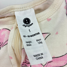 Load image into Gallery viewer, Girls Dymples, organic cotton zip coverall / romper, light marks on feet, GUC, size 1,  