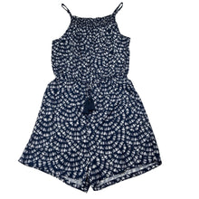 Load image into Gallery viewer, Girls lightweight, viscose summer playsuit, no labels, armpit to armpit: 35cm, shoulder to crotch: 70cm, EUC, size 11-12,  