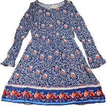 Load image into Gallery viewer, Girls Target, viscose floral long sleeve dress, GUC, size 10, L: 74cm