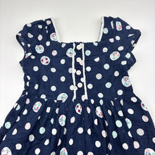 Load image into Gallery viewer, Girls Target, lined navy &amp; white cotton dress, GUC, size 4, L: 65cm