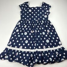 Load image into Gallery viewer, Girls Target, lined navy &amp; white cotton dress, GUC, size 4, L: 65cm