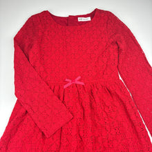 Load image into Gallery viewer, Girls H&amp;M, lined red floral lace long sleeve dress, EUC, size 9-10, L: 73cm