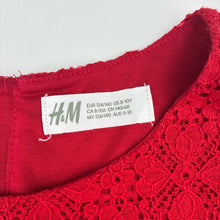 Load image into Gallery viewer, Girls H&amp;M, lined red floral lace long sleeve dress, EUC, size 9-10, L: 73cm
