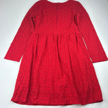 Load image into Gallery viewer, Girls H&amp;M, lined red floral lace long sleeve dress, EUC, size 9-10, L: 73cm