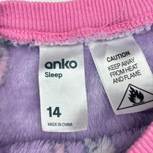 Load image into Gallery viewer, Girls Anko, fleece winter pyjama top, discolouration on cuffs, FUC, size 14,  