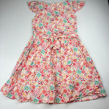 Load image into Gallery viewer, Girls FIA MARIA, cotton lined floral viscose dress, armpit to armpit: 31cm *tagged 9-10 but runs small*, EUC, size 6-7, L: 66cm
