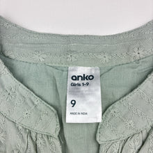 Load image into Gallery viewer, Girls Anko, lined embroidered cotton sleeveless dress, EUC, size 9, L: 67cm at front