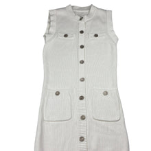 Load image into Gallery viewer, Girls white, knitted cotton sleeveless dress, no labels, armpit to armpit: 35cm, EUC, size 10-11, L: 72cm