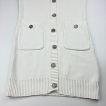 Load image into Gallery viewer, Girls white, knitted cotton sleeveless dress, no labels, armpit to armpit: 35cm, EUC, size 10-11, L: 72cm