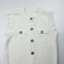 Load image into Gallery viewer, Girls white, knitted cotton sleeveless dress, no labels, armpit to armpit: 35cm, EUC, size 10-11, L: 72cm