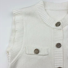 Load image into Gallery viewer, Girls white, knitted cotton sleeveless dress, no labels, armpit to armpit: 35cm, EUC, size 10-11, L: 72cm