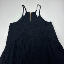 Load image into Gallery viewer, Girls Bardot Junior, cotton lined black viscose dress, GUC, size 12, L: 72cm