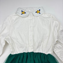 Load image into Gallery viewer, Girls embroidered, cotton &amp; tulle shirt dress, EUC, size 10, L: 67cm