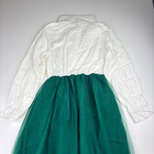 Load image into Gallery viewer, Girls embroidered, cotton &amp; tulle shirt dress, EUC, size 10, L: 67cm