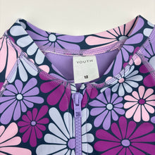 Load image into Gallery viewer, Girls Target, floral long sleeve swim one-piece, pilling, FUC, size 12,  