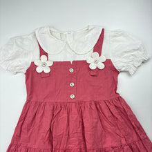 Load image into Gallery viewer, Girls JIN SAN SHU, pink &amp; white cotton dress, EUC, size 8, L: 65cm