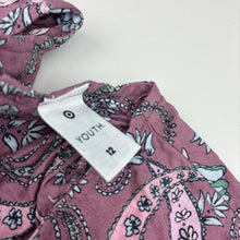 Load image into Gallery viewer, Girls Target, paisley print viscose / linen long sleeve dress, EUC, size 12, L: 79cm