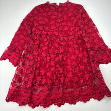 Load image into Gallery viewer, Girls SHEIN, lined embroidered long sleeve dress, armpit to armpit: 31cm, shoulder to cuff: 39cm, EUC, size 5-6, L: 60cm