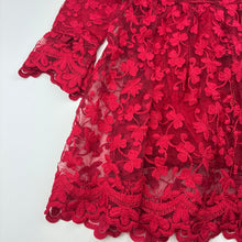 Load image into Gallery viewer, Girls SHEIN, lined embroidered long sleeve dress, armpit to armpit: 31cm, shoulder to cuff: 39cm, EUC, size 5-6, L: 60cm