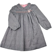 Load image into Gallery viewer, Girls lined, smocked long sleeve dress, EUC, size 8, L: 64cm