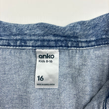 Load image into Gallery viewer, Girls Anko, zip up denim shirt dress, light marks, FUC, size 16, L: 77cm