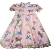 Load image into Gallery viewer, Girls lined, lace &amp; tulle dress, butterflies, no size, armpit to armpit: 32cm, GUC, size 6-7, L: 64cm
