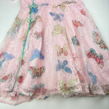 Load image into Gallery viewer, Girls lined, lace &amp; tulle dress, butterflies, no size, armpit to armpit: 32cm, GUC, size 6-7, L: 64cm