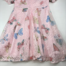 Load image into Gallery viewer, Girls lined, lace &amp; tulle dress, butterflies, no size, armpit to armpit: 32cm, GUC, size 6-7, L: 64cm